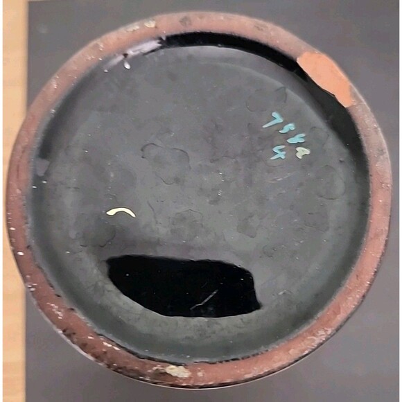 Vintage Chatsworth England Medium Pitcher, Black w Raised Flowers/Gold Design - Picture 8 of 8